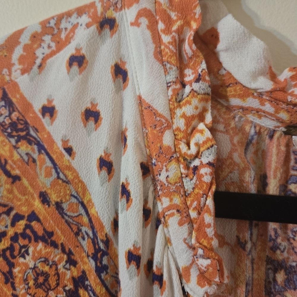 ✨️FREE PEOPLE✨️Flowy Magic Mystery Tunic Mini Dress Size Medium in Orange - Picture 11 of 13